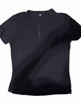 PAIGE Men's Black Short-Sleeve Henley Shirt